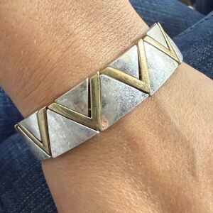 Silver and Gold Chevron Bracelet